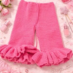 Pink Crochet Ruffle Pants